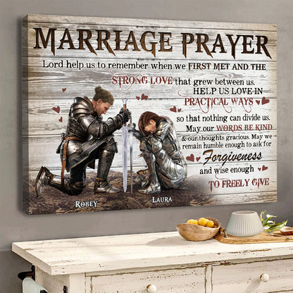 Personalized Couple Warrior Marriage Prayer Lord Help Us To Remember When We First Met Poster Canvas