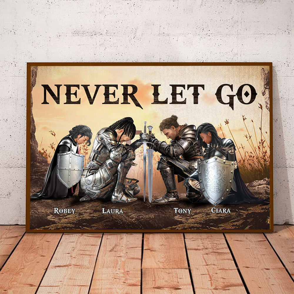 Personalized The Family Warrior Never Let Go Poster Canvas