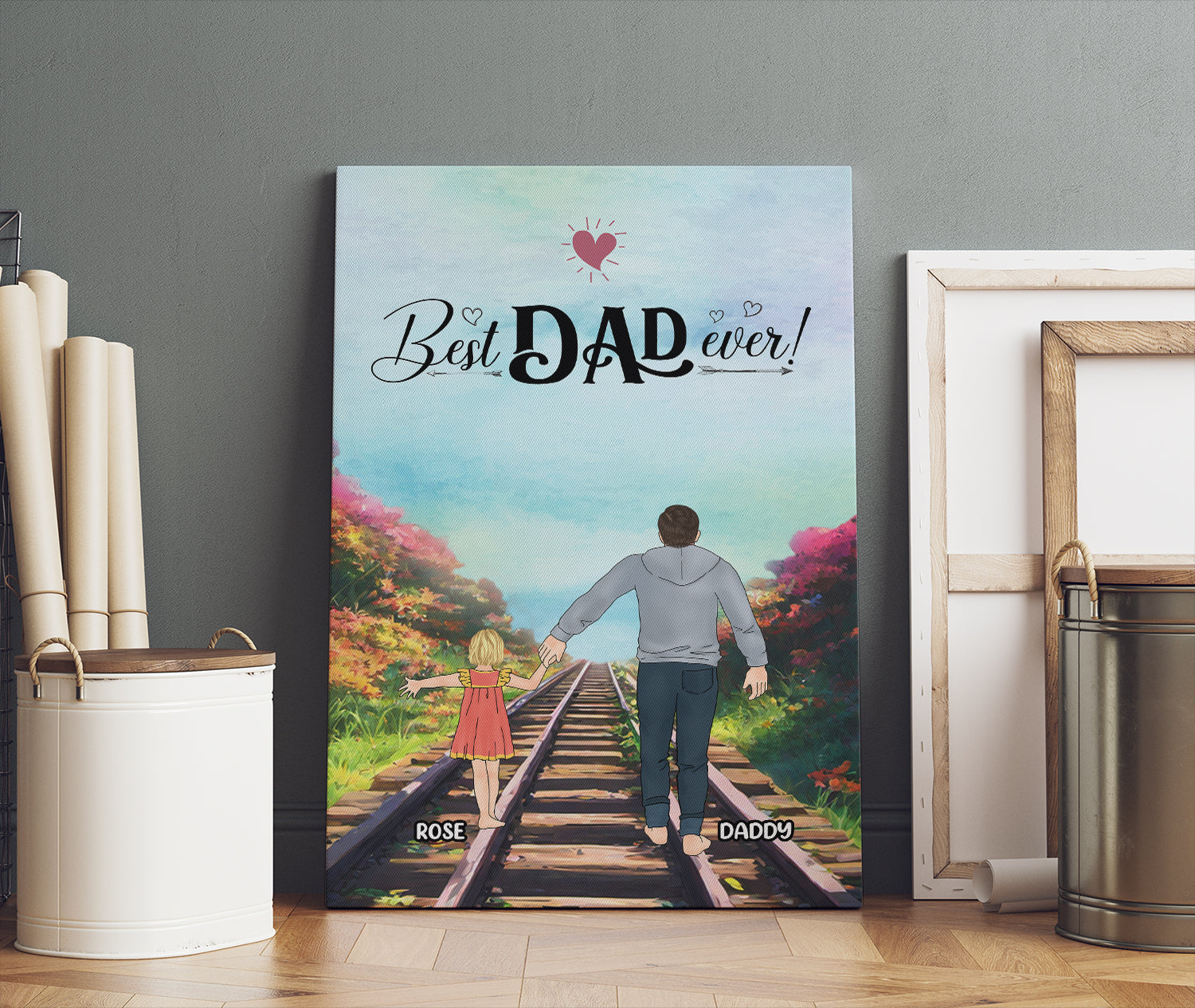 Personalized Father And Daughter Best Dad Ever Canvas Prints