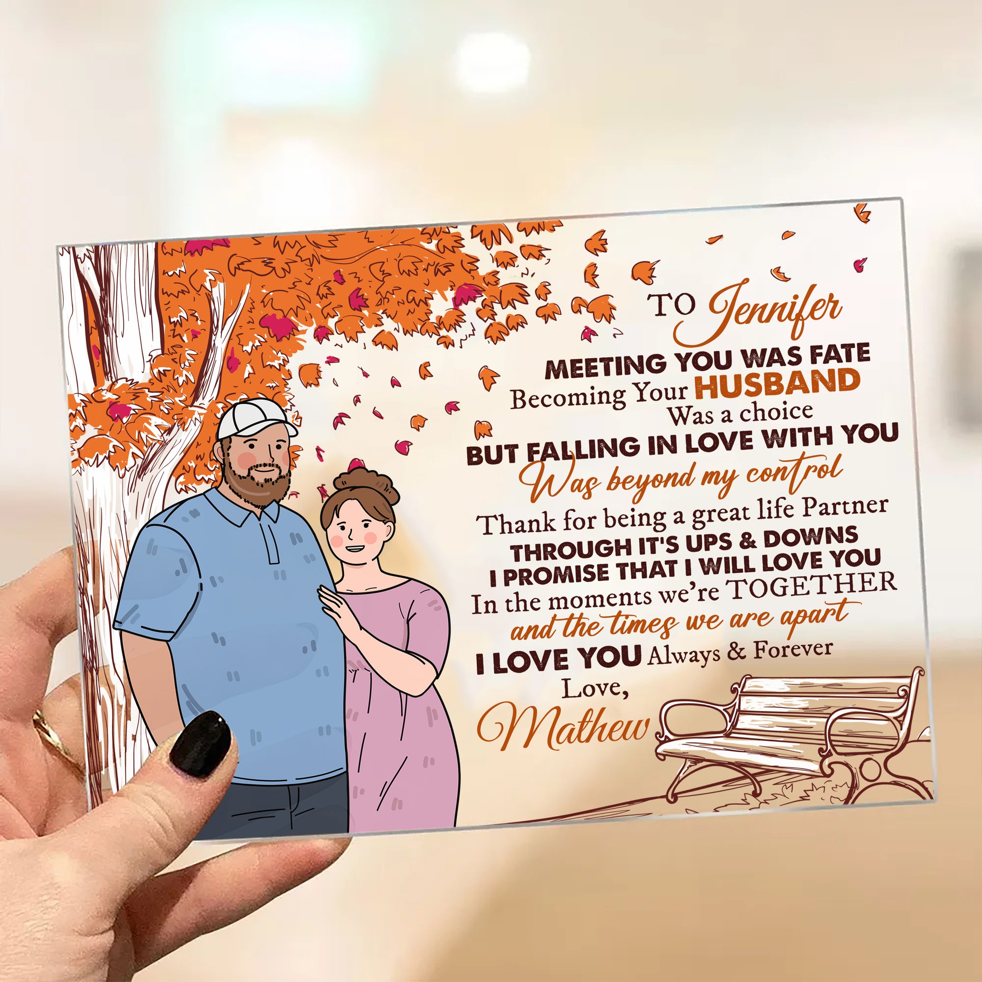 Personalized Couple Fat Funny To My Wife Meeting You Was Fate, Gifts for Wife Acrylic Plaque