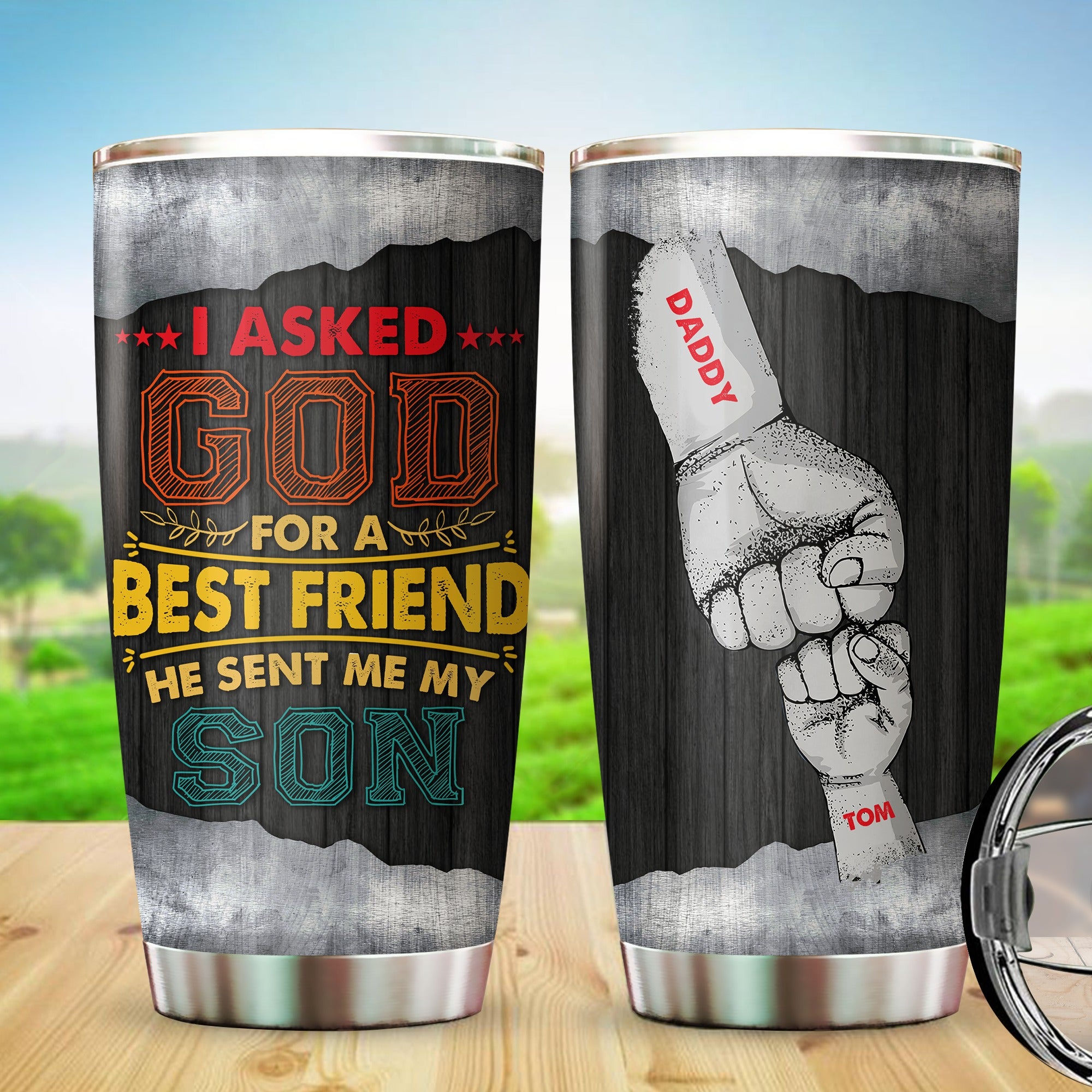 Personalized I Asked God For A Best Friend He Sent Me My Son Tumbler