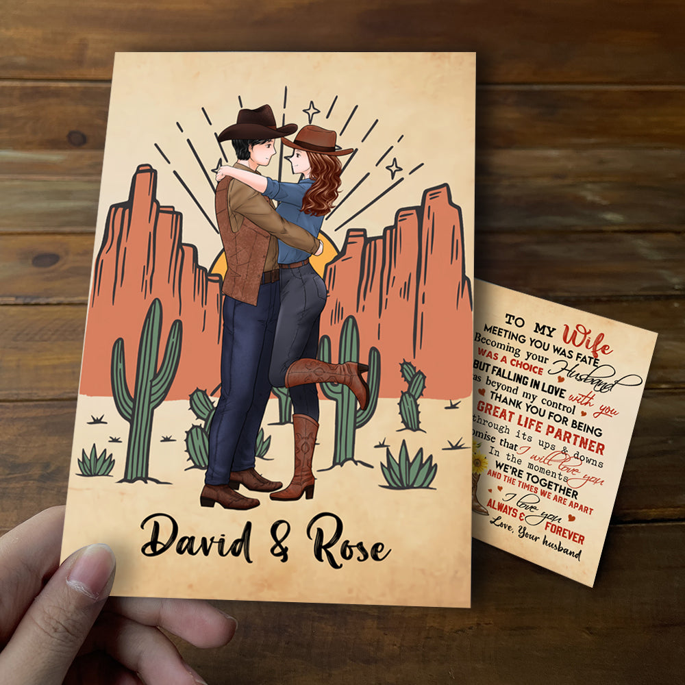 Personalized Couple Cowboy To My Wife Meeting You Was Fate Becoming Your Husband Was A Choice Greeting Card