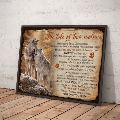Native American Tale of Two Wolves Prints Linen Poster Canvas Prints