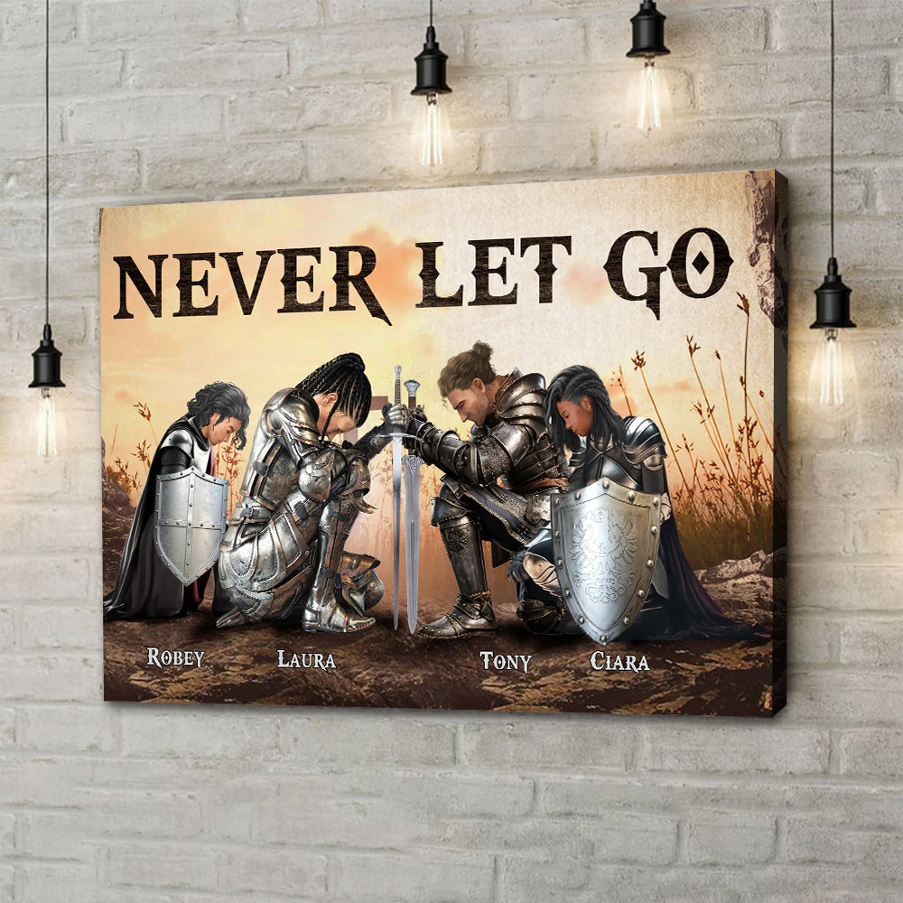 Personalized The Family Warrior Never Let Go Poster Canvas