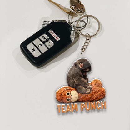 Team Punch Baby Monkey Punch with Plush Toy Acrylic Keychain