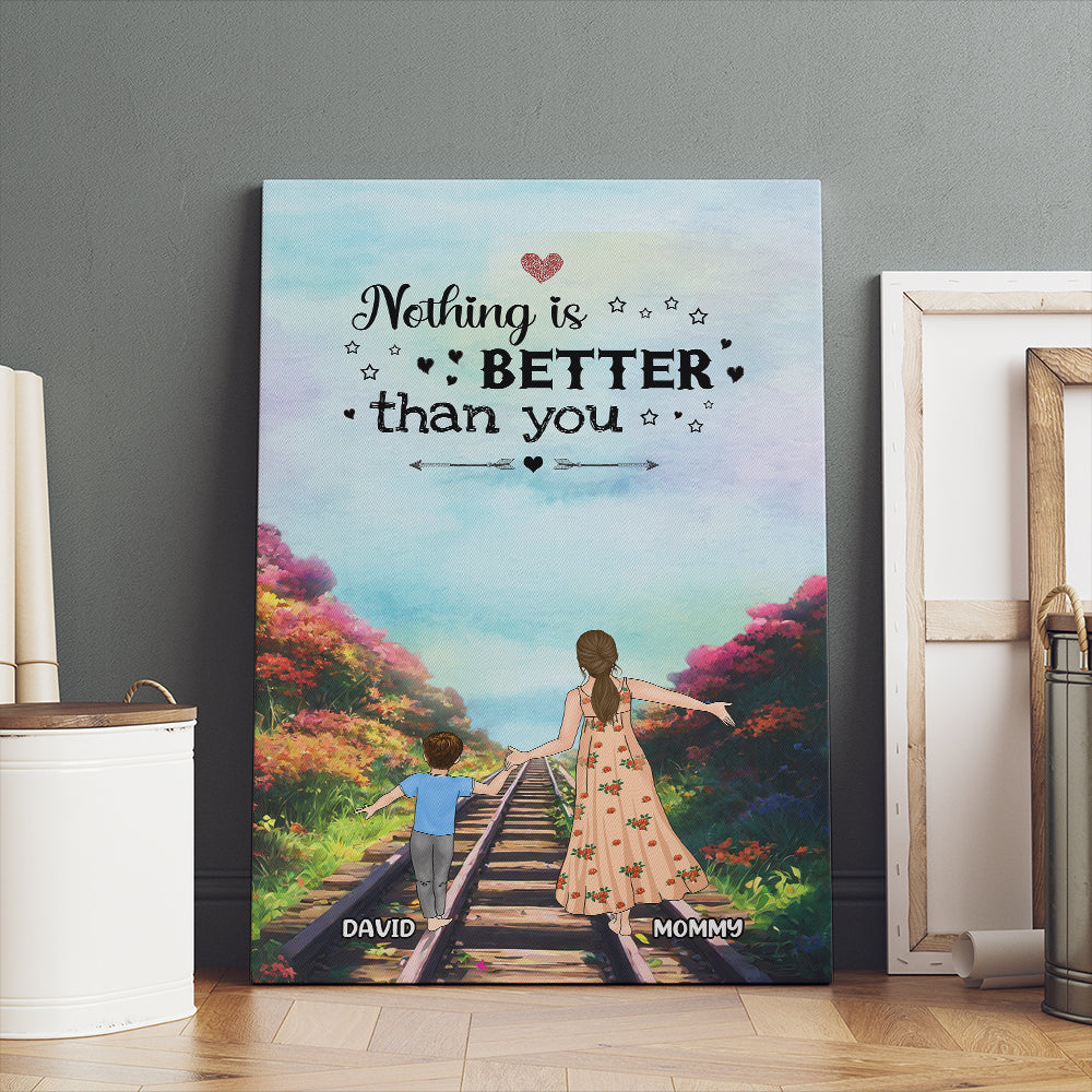 Personalized Mother And Son Walking Together Poster Canvas