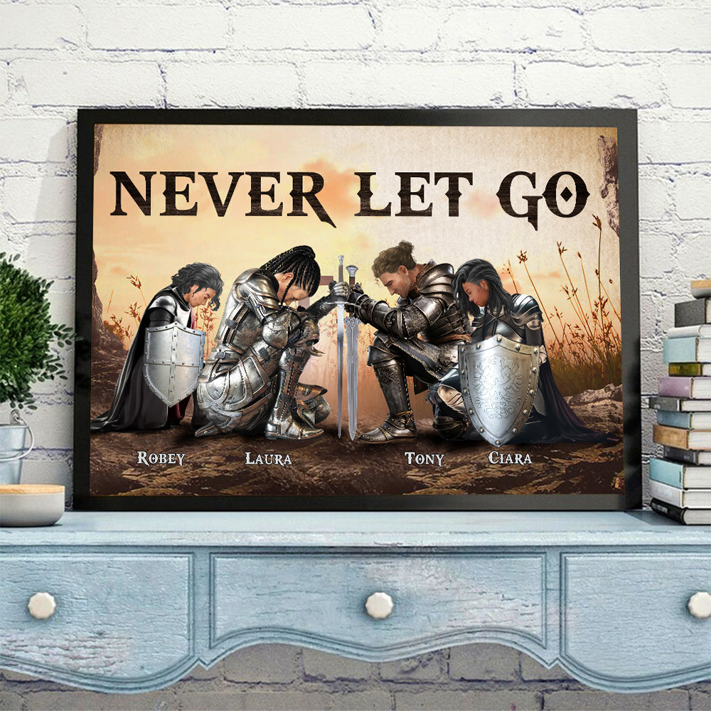 Personalized The Family Warrior Never Let Go Poster Canvas