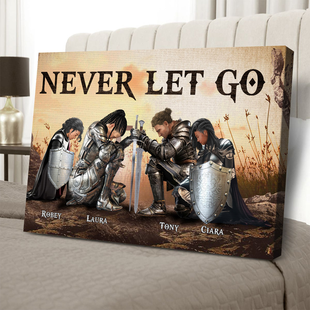 Personalized The Family Warrior Of God Never Let Go Canvas Prints