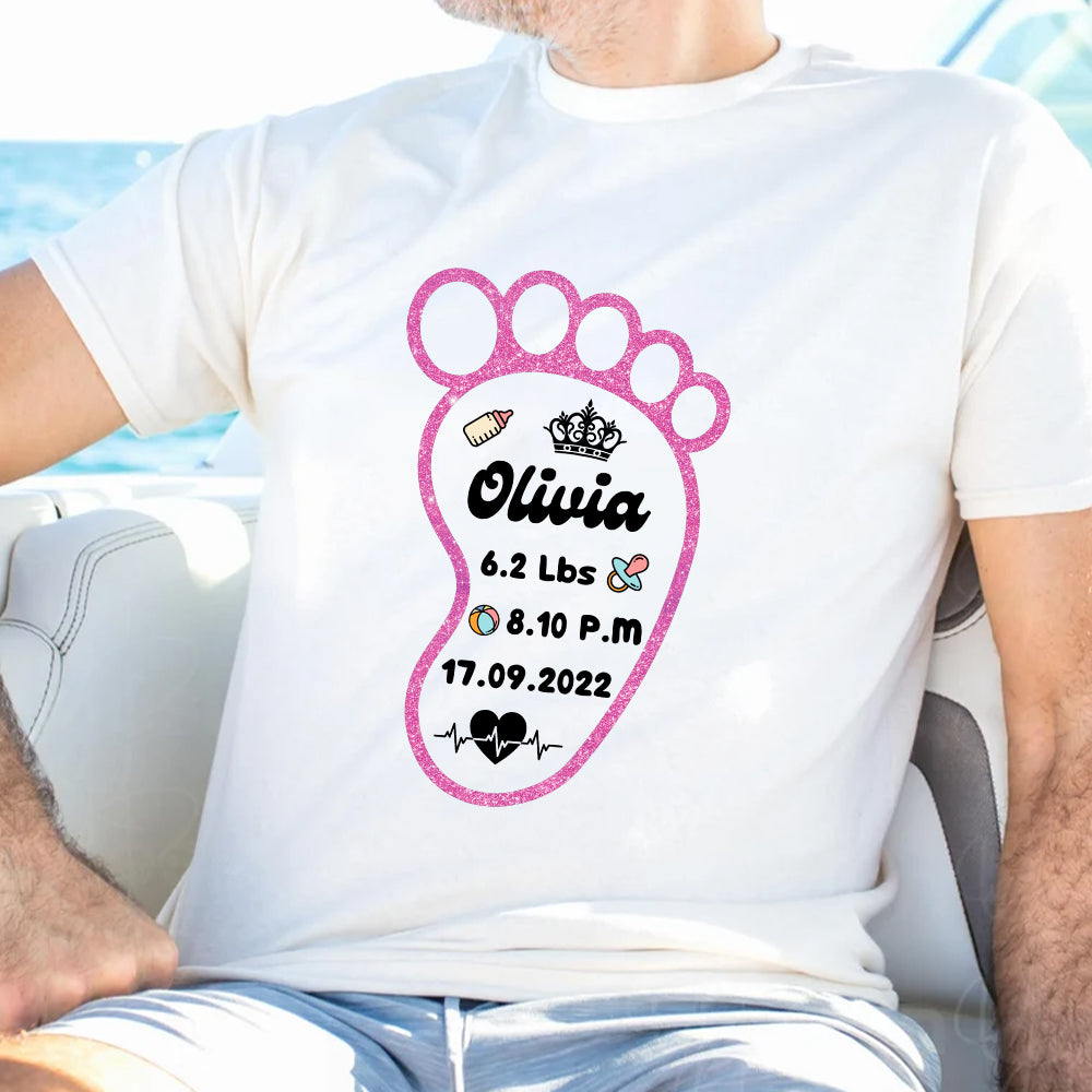 Personalized New Baby Feet T-Shirt