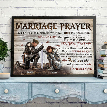 Personalized Couple Warrior Marriage Prayer Lord Help Us To Remember When We First Met Poster Canvas