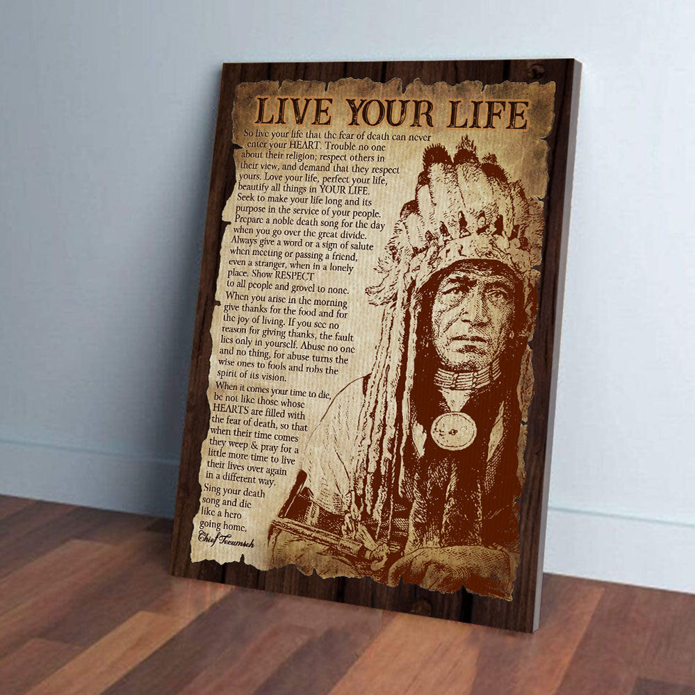 Native American Chief Tecumseh Poem Print American Shawnee Motivational Wall Art Poster Canvas