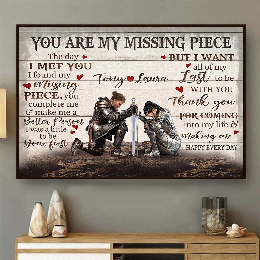 Personalized Couple Warrior The Day I Met You I Found My Missing Piece Poster Canvas