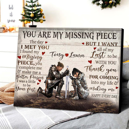 Personalized Couple Warrior The Day I Met You I Found My Missing Piece Poster Canvas