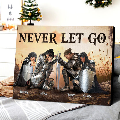 Personalized The Family Warrior Of God Never Let Go Canvas Prints