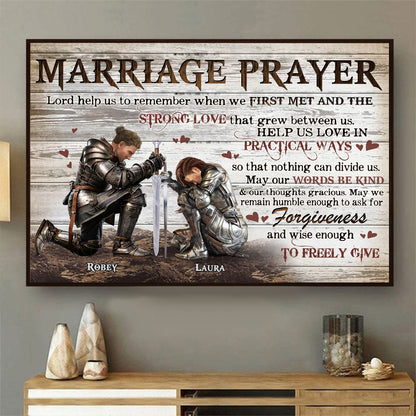 Personalized Couple Warrior Marriage Prayer Lord Help Us To Remember When We First Met Poster Canvas