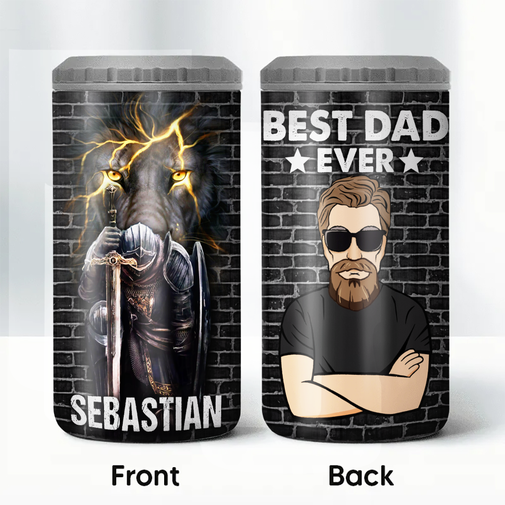 Personalized Best Dad Ever Man Warrior of God  4-in-1 Cooler Tumbler