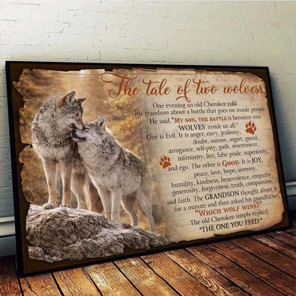 Native American Tale of Two Wolves Prints Linen Poster Canvas Prints