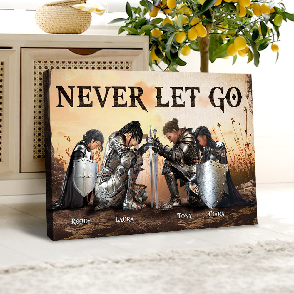 Personalized The Family Warrior Of God Never Let Go Canvas Prints