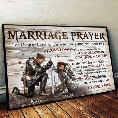 Personalized Couple Warrior Marriage Prayer Lord Help Us To Remember When We First Met Poster Canvas