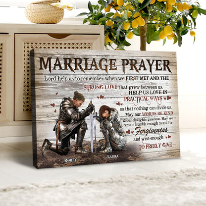 Personalized Couple Warrior Marriage Prayer Lord Help Us To Remember When We First Met Poster Canvas