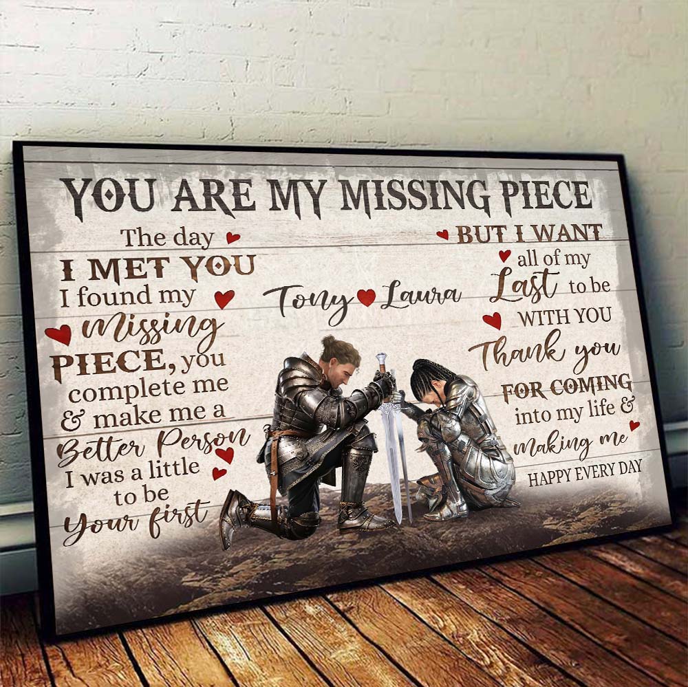 Personalized Couple Warrior The Day I Met You I Found My Missing Piece Poster Canvas