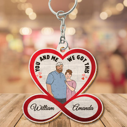 Personalized Infinity Couple Fat Funny Hugging You And Me We Got This Wooden Keychain