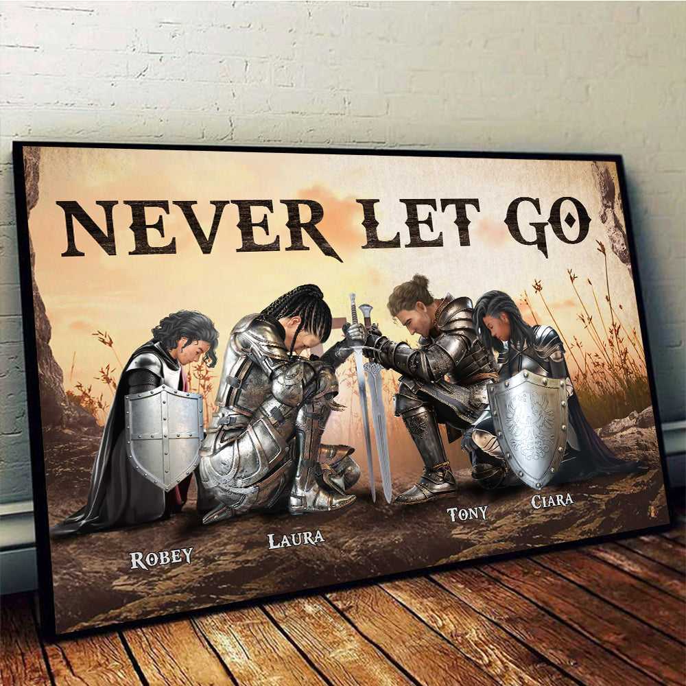 Personalized The Family Warrior Never Let Go Poster Canvas