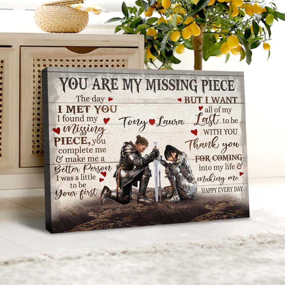 Personalized Couple Warrior The Day I Met You I Found My Missing Piece Poster Canvas