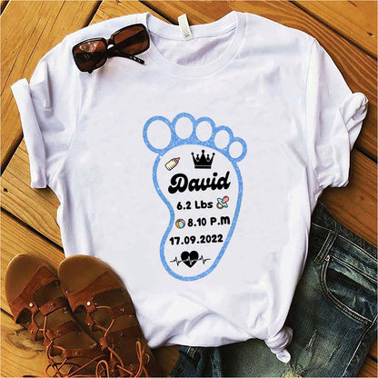 Personalized New Baby Feet T-Shirt