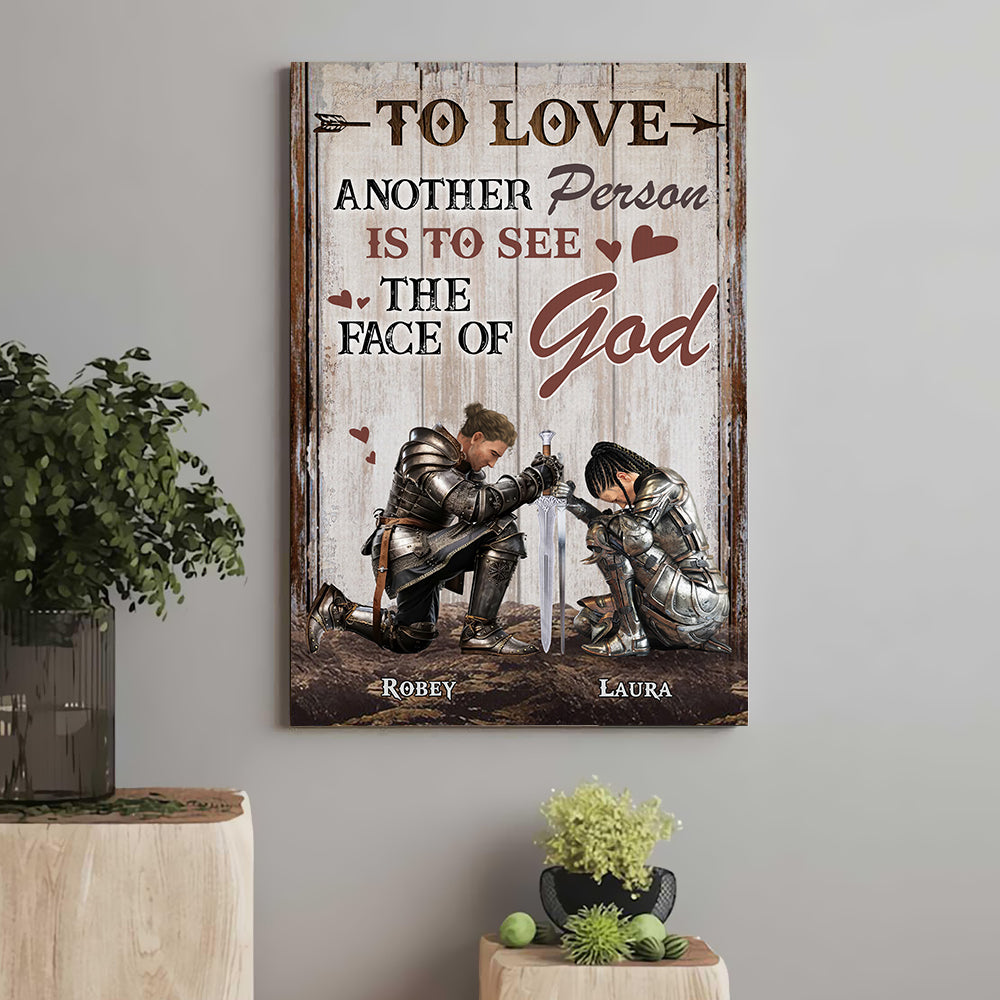 Personalized Couples Warrior To Love Another Person Is To See The Face Of God Canvas Prints