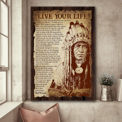 Native American Chief Tecumseh Poem Print American Shawnee Motivational Wall Art Poster Canvas