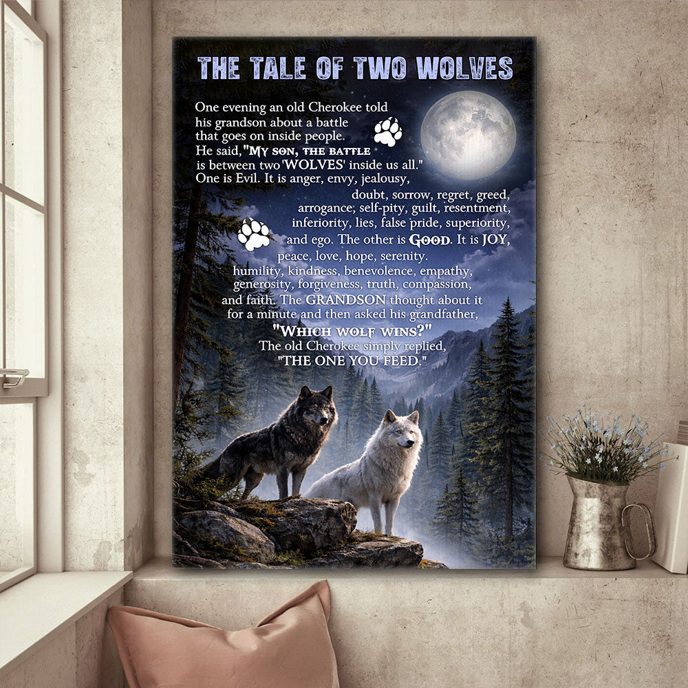 Native American The Tale of Two Wolves Prints Poster Canvas Prints