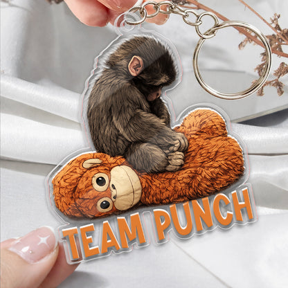 Team Punch Baby Monkey Punch with Plush Toy Acrylic Keychain