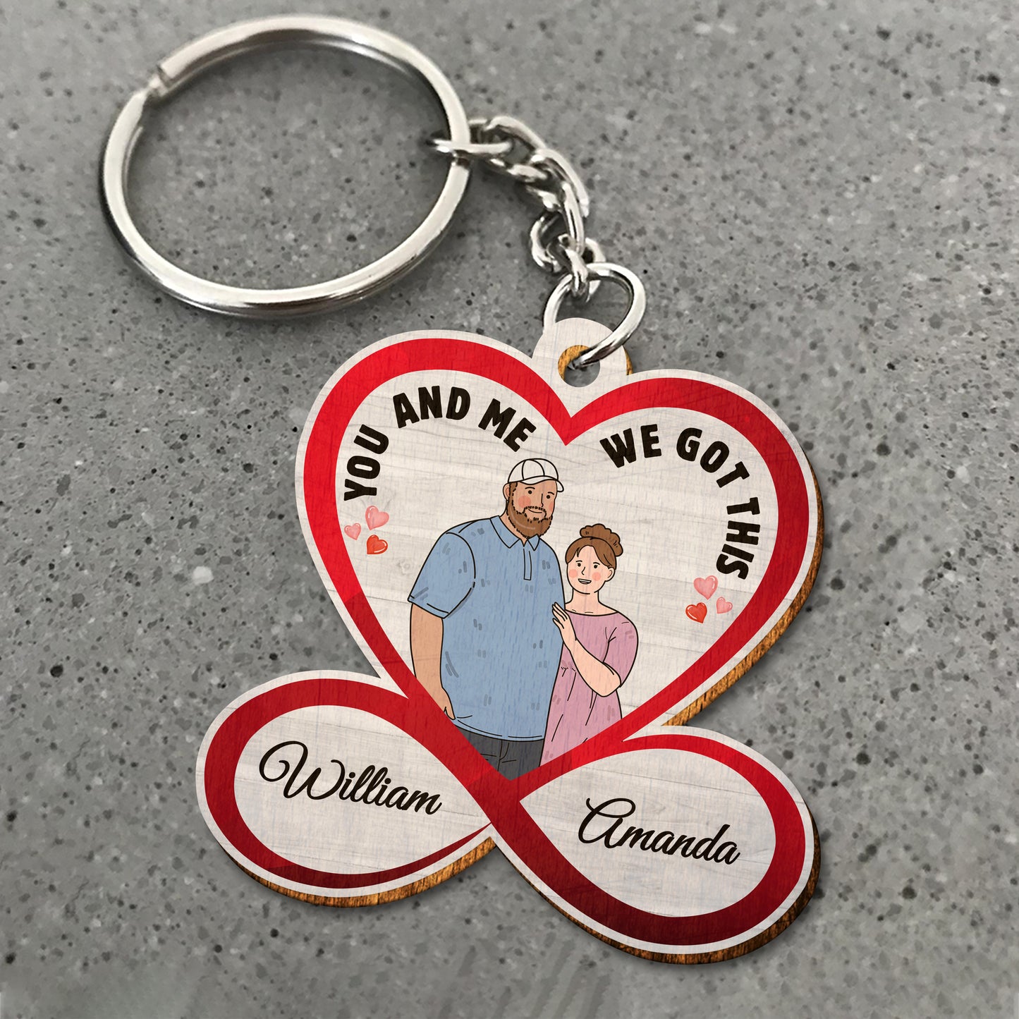 Personalized Infinity Couple Fat Funny Hugging You And Me We Got This Wooden Keychain