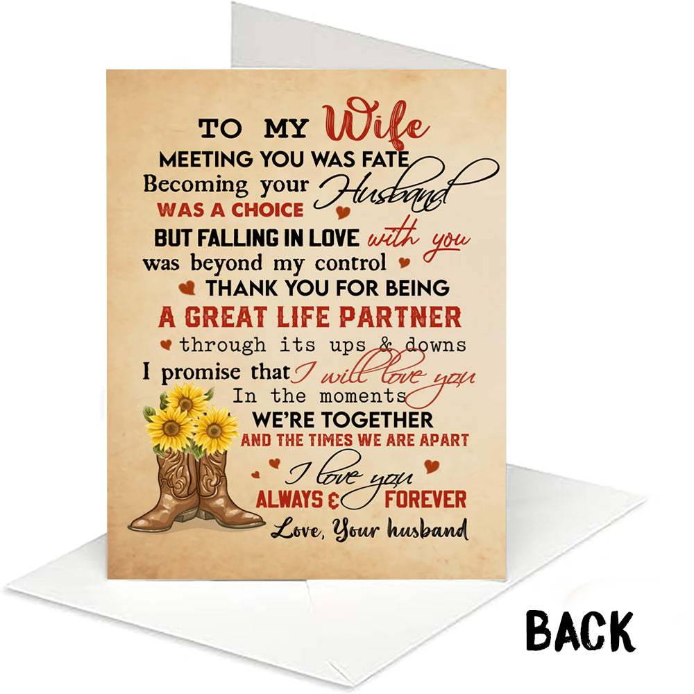 Personalized Couple Cowboy To My Wife Meeting You Was Fate Becoming Your Husband Was A Choice Greeting Card
