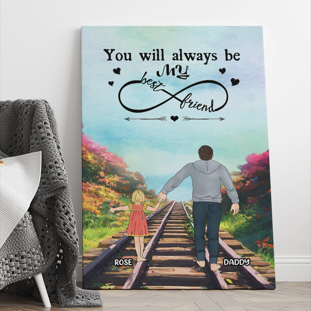 Personalized Father And Daughter Best Dad Ever Poster Canvas