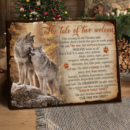 Native American Tale of Two Wolves Prints Linen Poster Canvas Prints