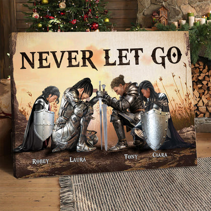 Personalized The Family Warrior Never Let Go Poster Canvas