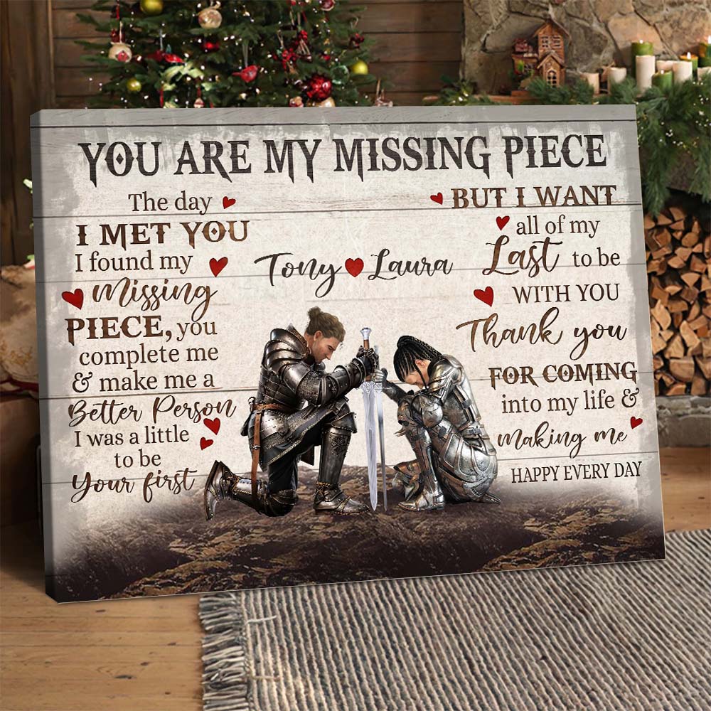 Personalized Couple Warrior The Day I Met You I Found My Missing Piece Poster Canvas