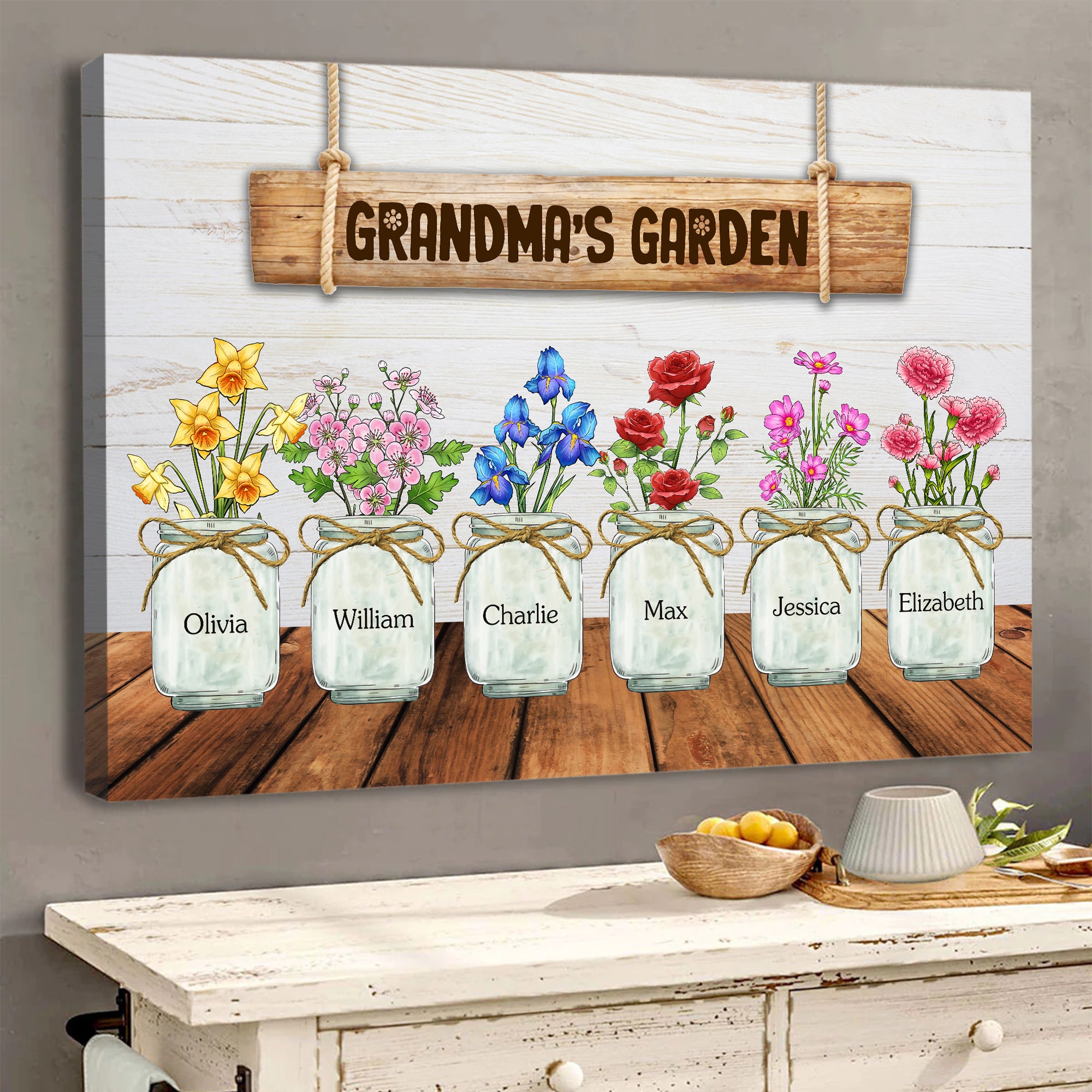 Personalized Custom Grandma Gifts, Grandma's Flower Garden Birth Month -  Wolfantique