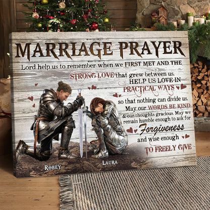 Personalized Couple Warrior Marriage Prayer Lord Help Us To Remember When We First Met Poster Canvas