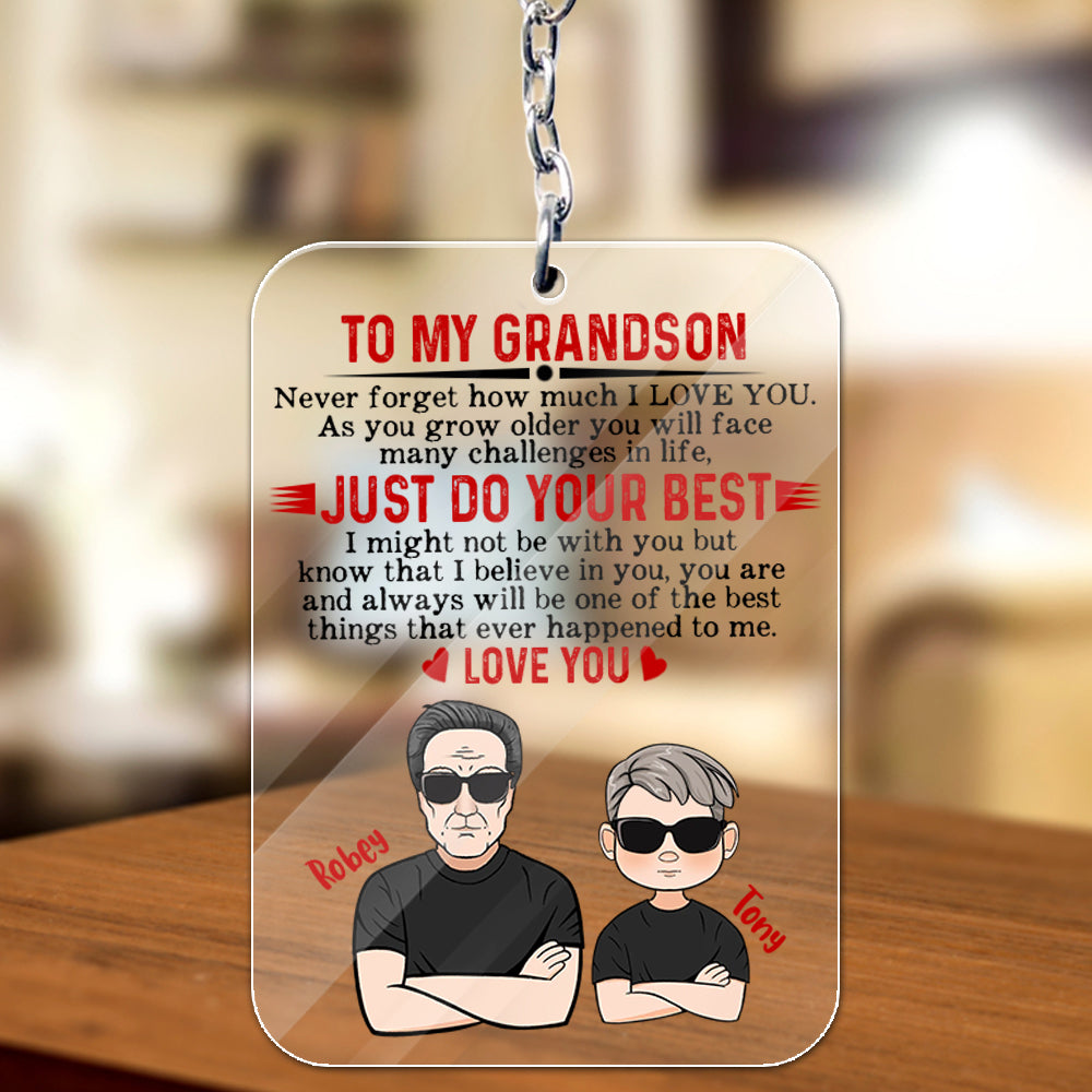 Personalized To My Grandson Never Forget How Much I Love You Acrylic Keychain