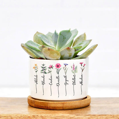 birth month succulents Personalized Family Birth Month Flowers Plant Pot, Garden Of Love Custom Flower Pot, unique mothers day gifts, present ideas for grandma, Gifts for Gardener – Wolfantique