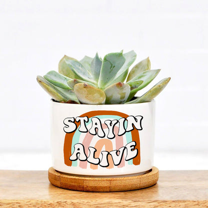 Rainbow Stayin Alive Plant Pot