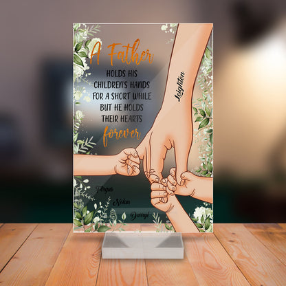 Personalized A Father Holds His Children's Hand Acrylic Plaque