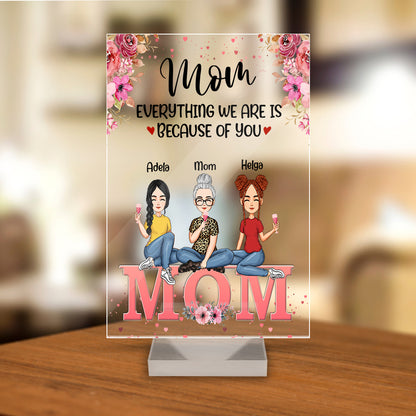 Personalized Mother And Daughter Everything We Are Is Because Of You Acrylic Plaque