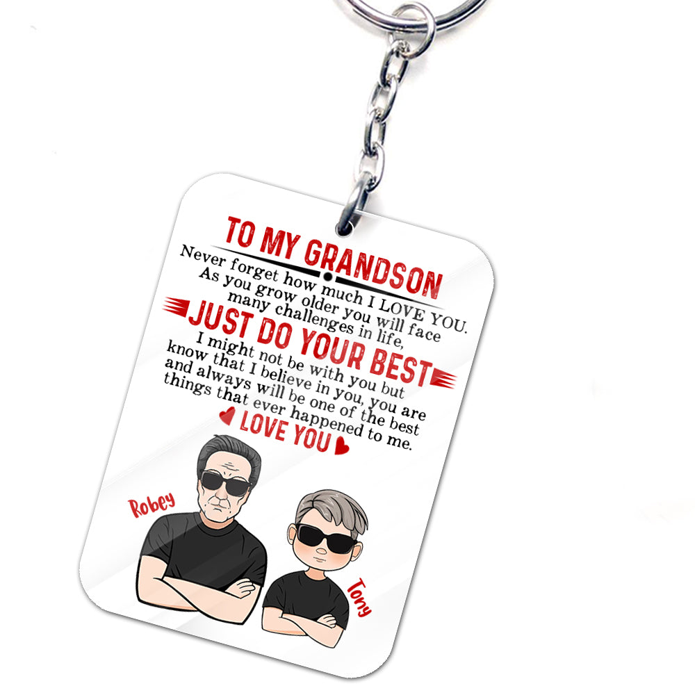 Personalized To My Grandson Never Forget How Much I Love You Acrylic Keychain