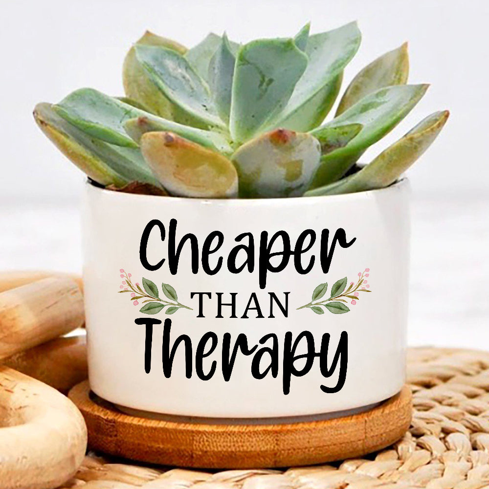 Cheaper Than Therapy Plan Pot, Positive Vibes Plant Pot, Funny plant pot  design, Planter Pot Decal, encouragement gift - Wolfantique