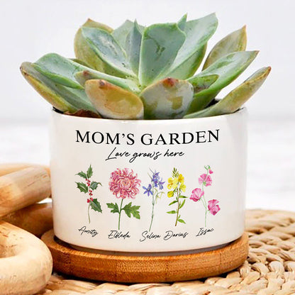personalized succulent pot Personalized Mom's Garden Custom Birth Month Flower Family Plant Pot, unique mothers day gifts, present ideas for grandma, Gifts for Gardener, flower pot inspo – Wolfantique