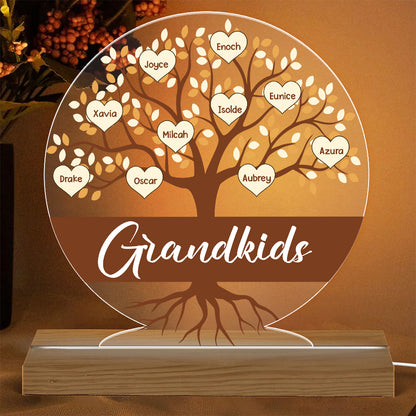 Personalized Family Tree Heart Acrylic Plaque LED Light Night